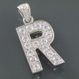 Wisiorek srebrny z cyrkoniami litera R