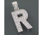 Wisiorek srebrny z cyrkoniami litera R