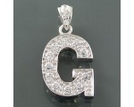 Wisiorek srebrny z cyrkoniami litera G Wisiorek srebrny z koralem