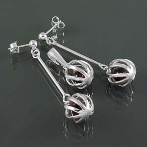 Komplet srebrny z bursztynem