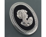 Broszka / wisiorek srebrny z onyksem kamea Brosza ze srebra z perłami
